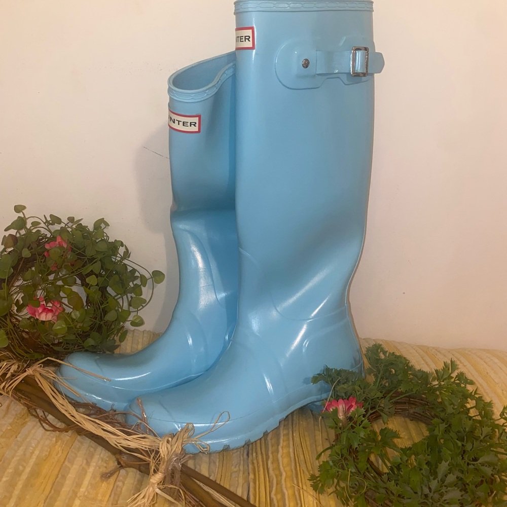Hunter Light Blue Gloss Rain Boots